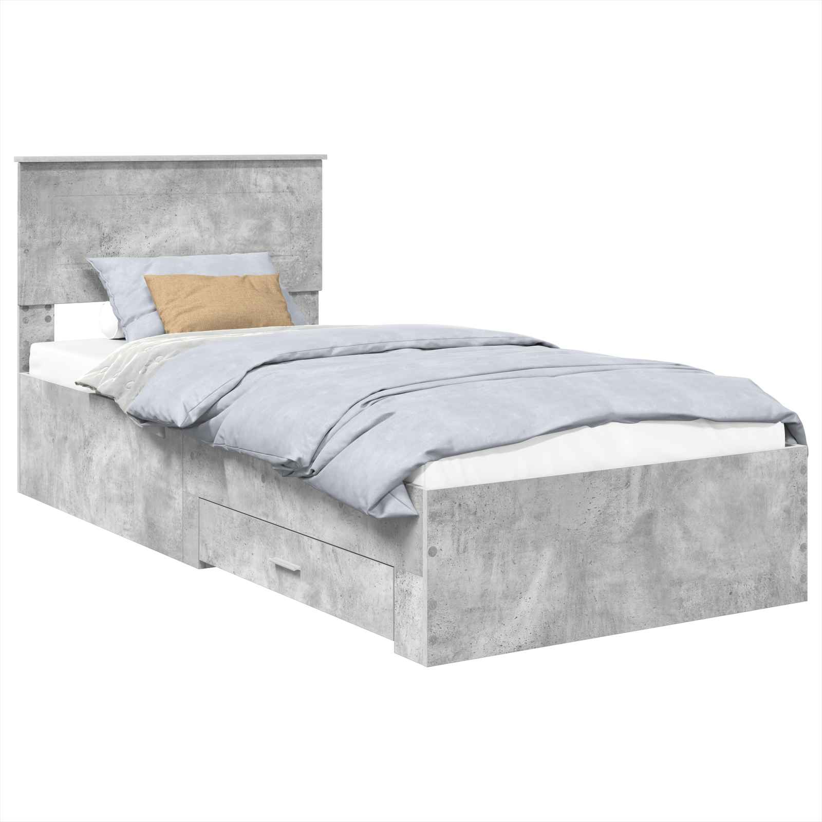 Estructura de cama con cabecera Gris Concreto 100 x 200 cm
