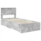Estructura de cama con cabecera Gris Concreto 100 x 200 cm