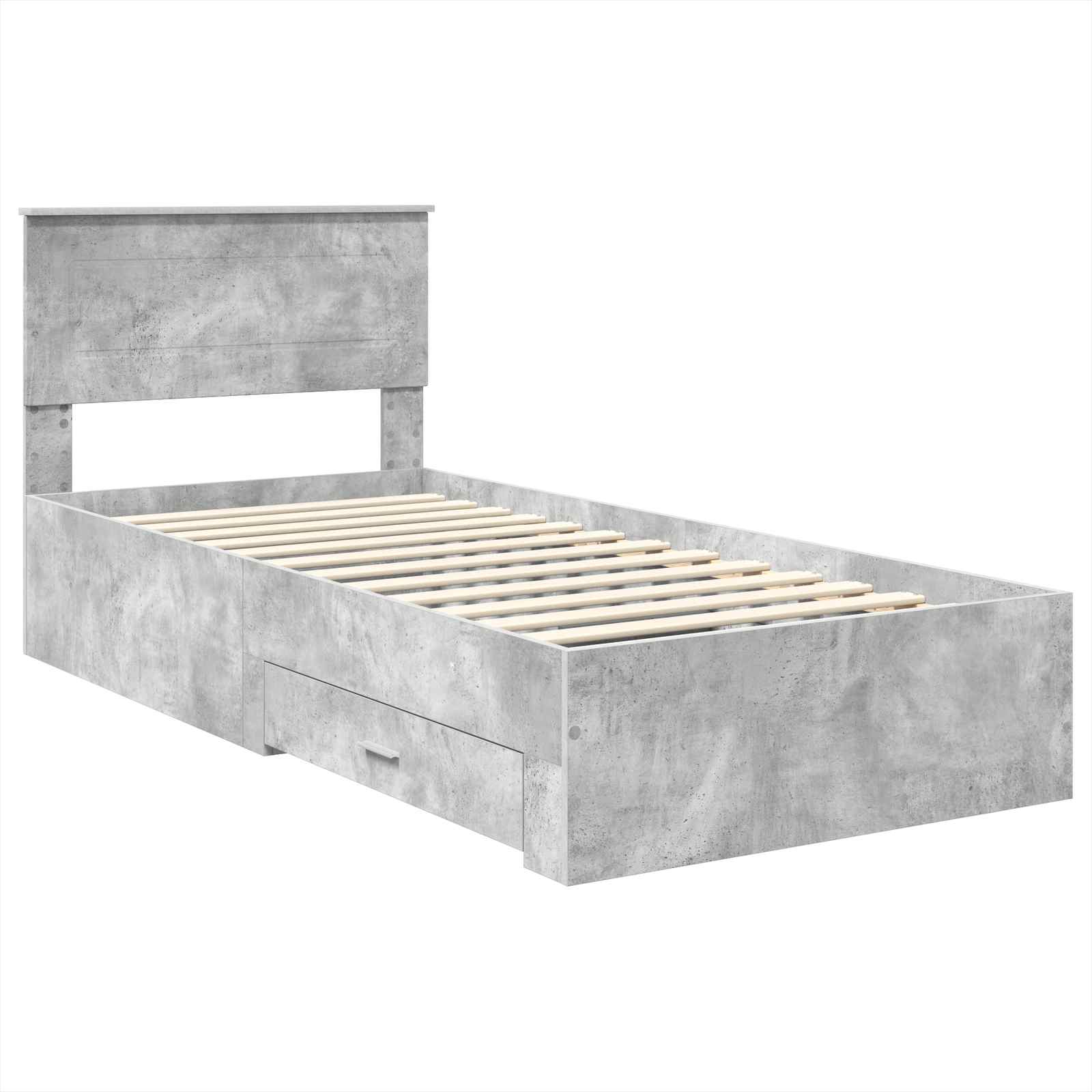 Estructura de cama con cabecera Gris Concreto 100 x 200 cm