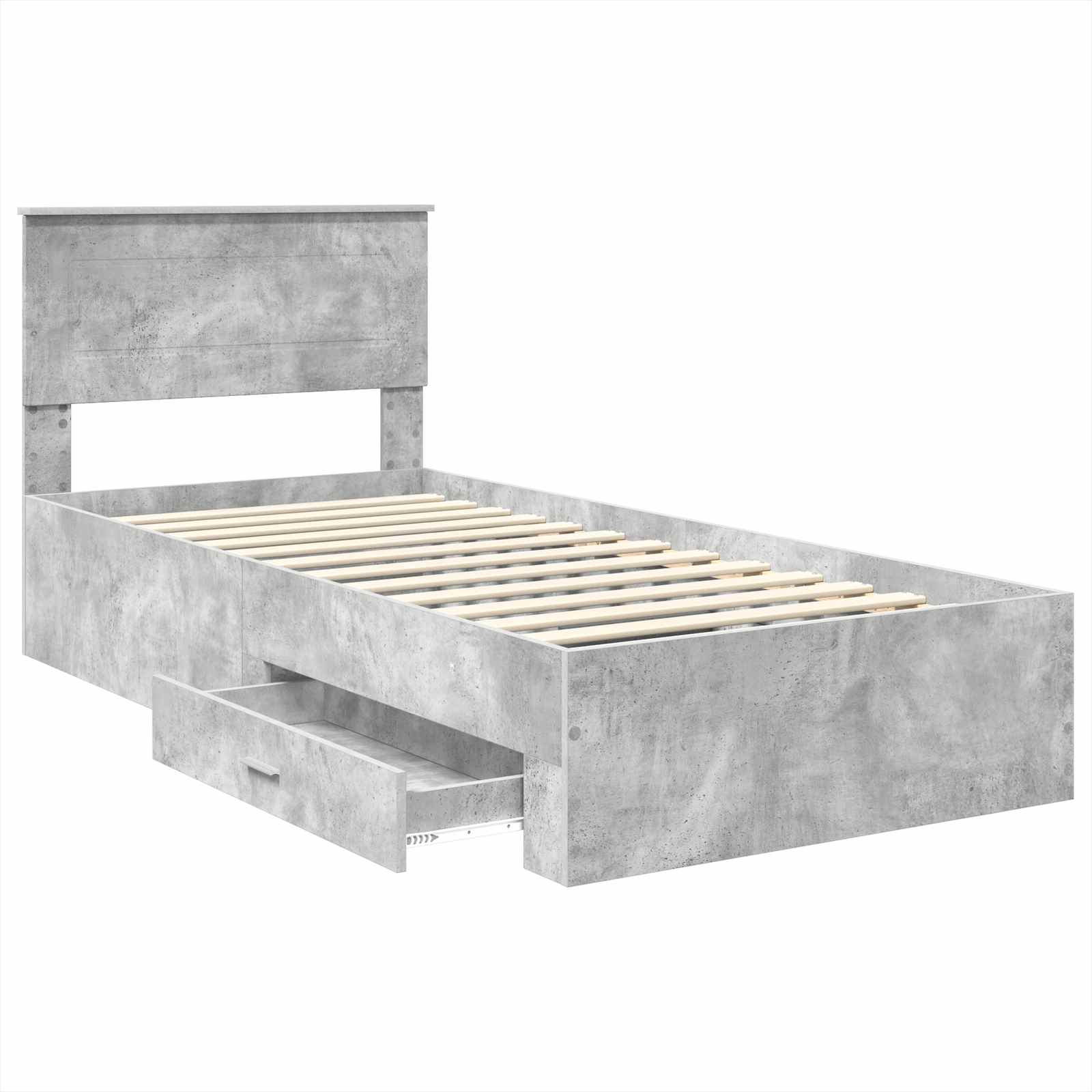 Estructura de cama con cabecera Gris Concreto 100 x 200 cm