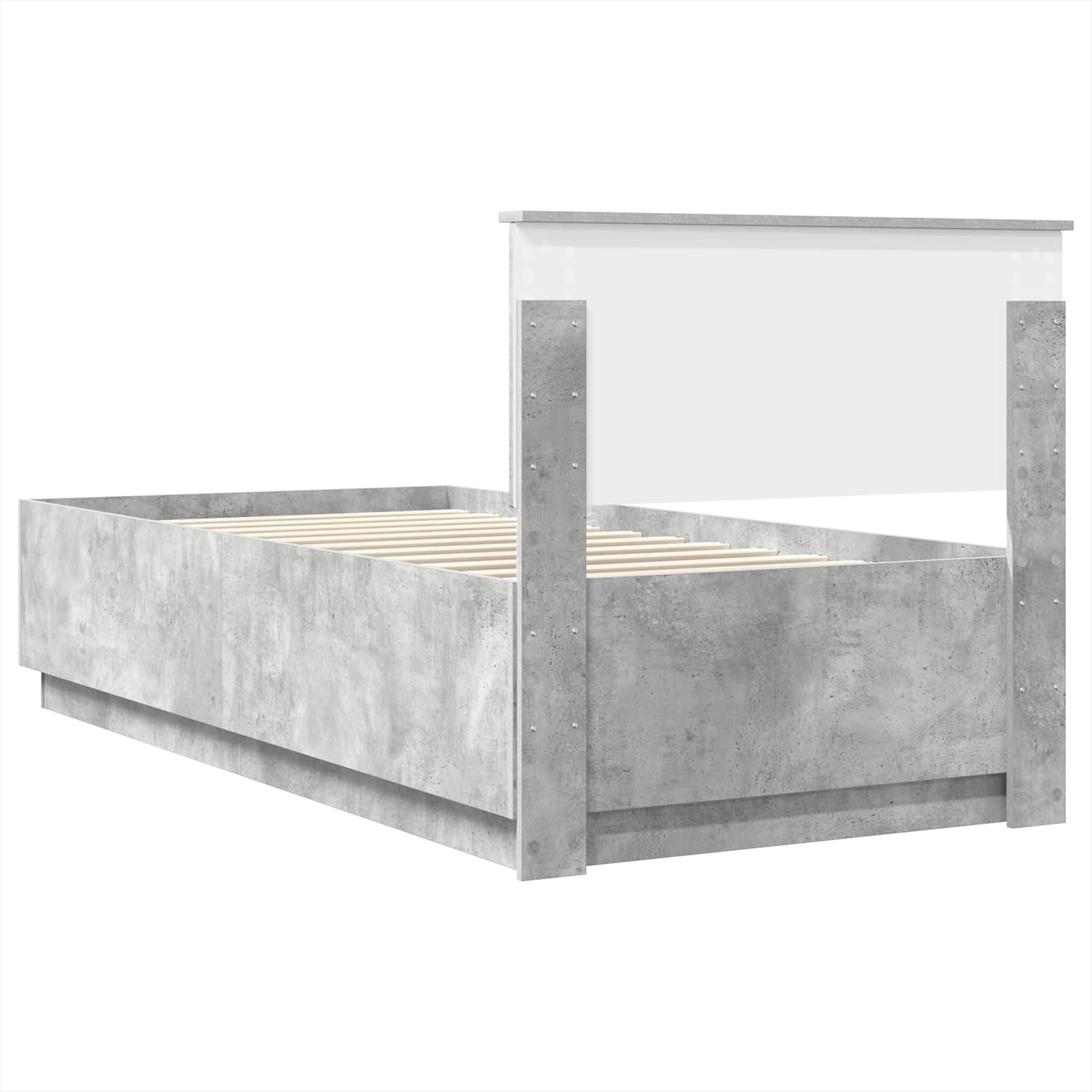 Estructura de cama con cabecera Gris Concreto 100 x 200 cm