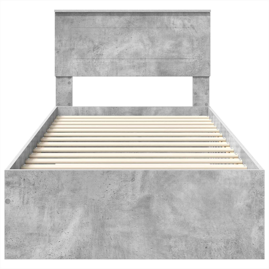 Estructura de cama con cabecera Gris Concreto 100 x 200 cm