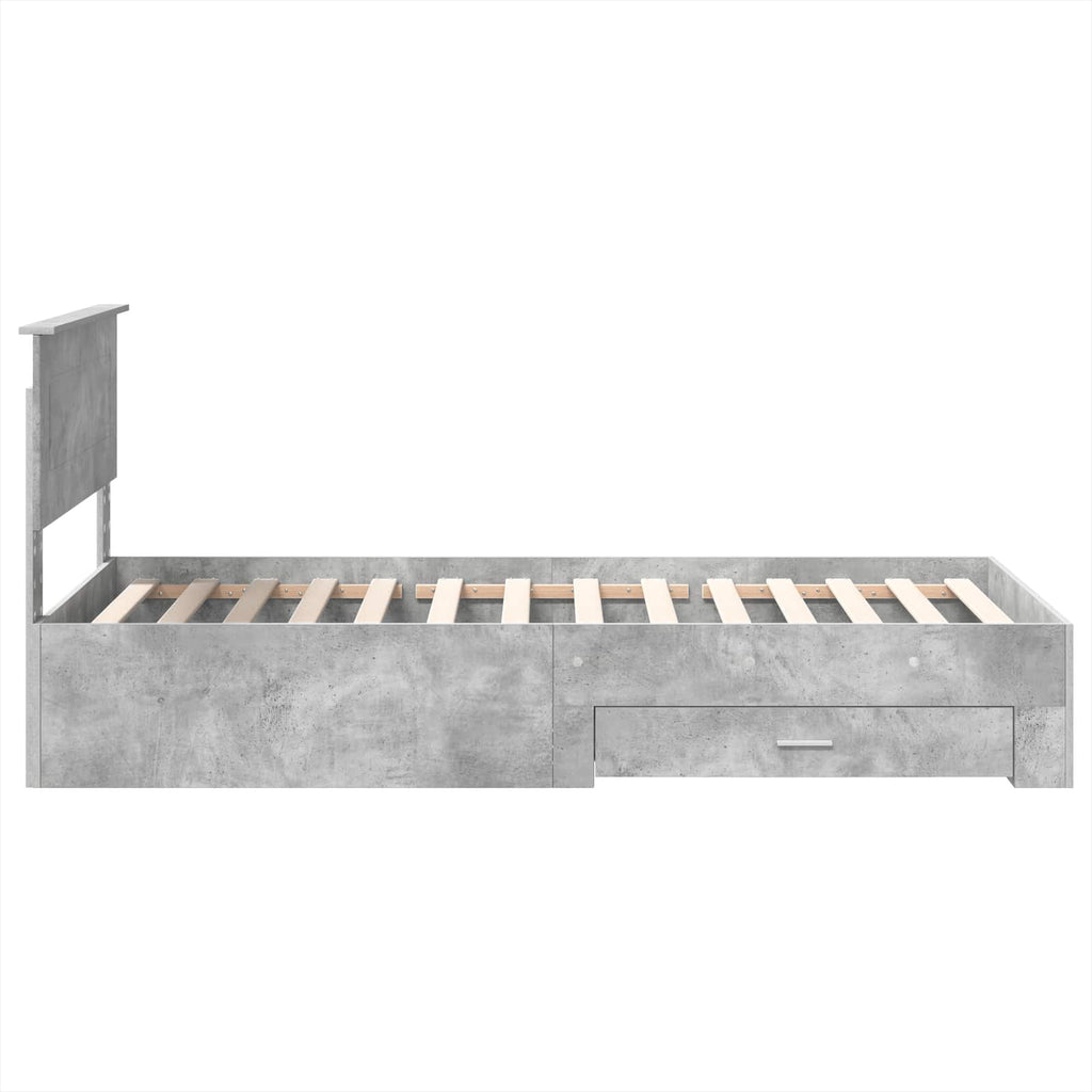 Estructura de cama con cabecera Gris Concreto 100 x 200 cm