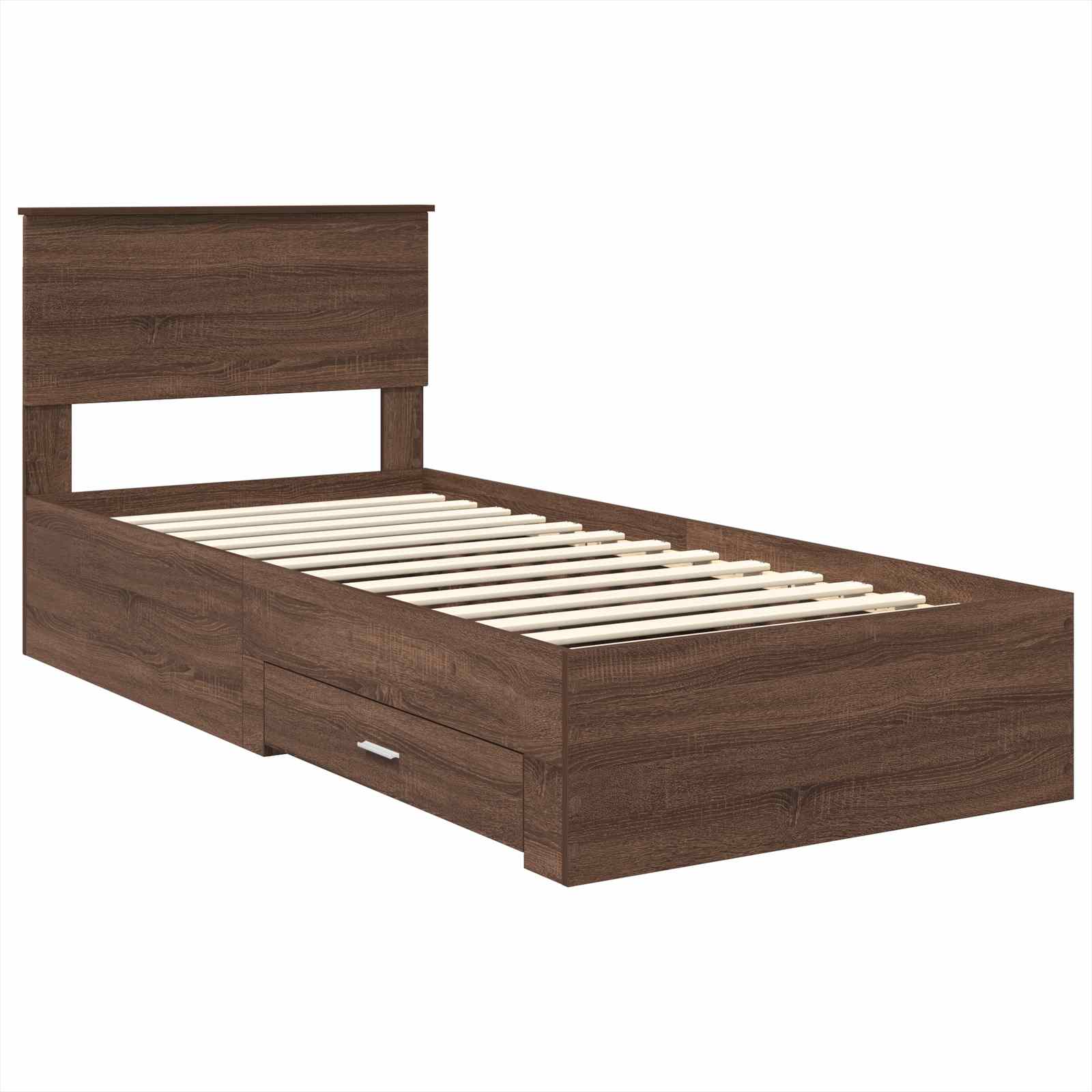 Estructura de cama con cajón Roble Marrón y Plata 100 x 200 cm