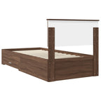 Estructura de cama con cajón Roble Marrón y Plata 100 x 200 cm