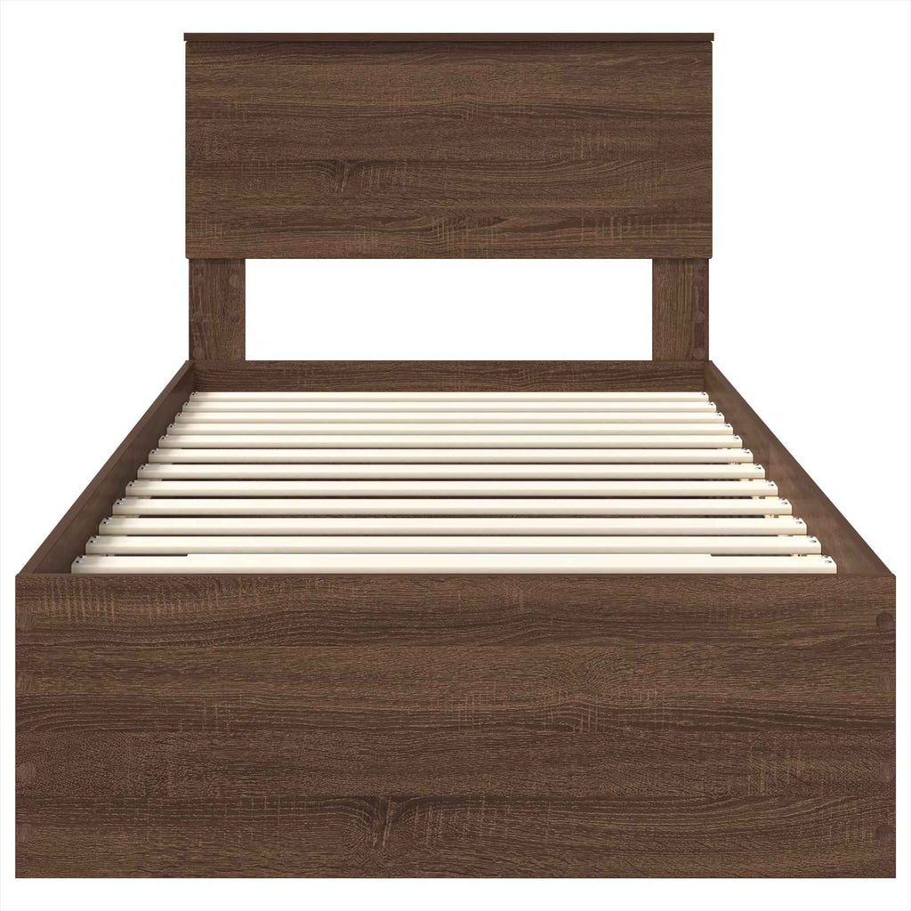 Estructura de cama con cajón Roble Marrón y Plata 100 x 200 cm