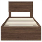 Estructura de cama con cajón Roble Marrón y Plata 100 x 200 cm