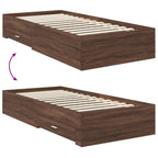 Estructura de cama con cajón Roble Marrón y Plata 100 x 200 cm