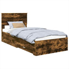 Estructura de cama con cajón Roble Ahumado y Plata 75 x 190 cm