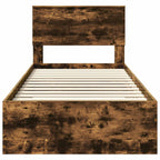 Estructura de cama con cajón Roble Ahumado y Plata 75 x 190 cm