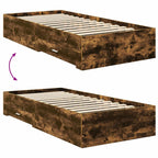 Estructura de cama con cajón Roble Ahumado y Plata 75 x 190 cm