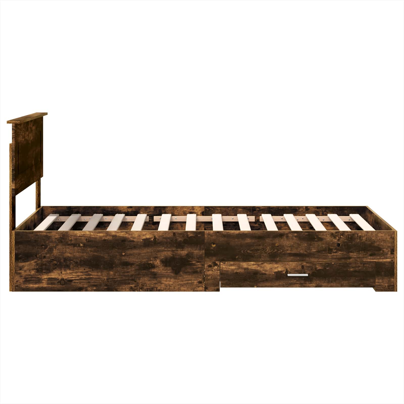 Estructura de cama con cajón Roble Ahumado y Plata 75 x 190 cm