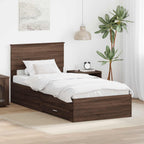 Estructura de cama con cajón Roble Marrón y Plata 100 x 200 cm