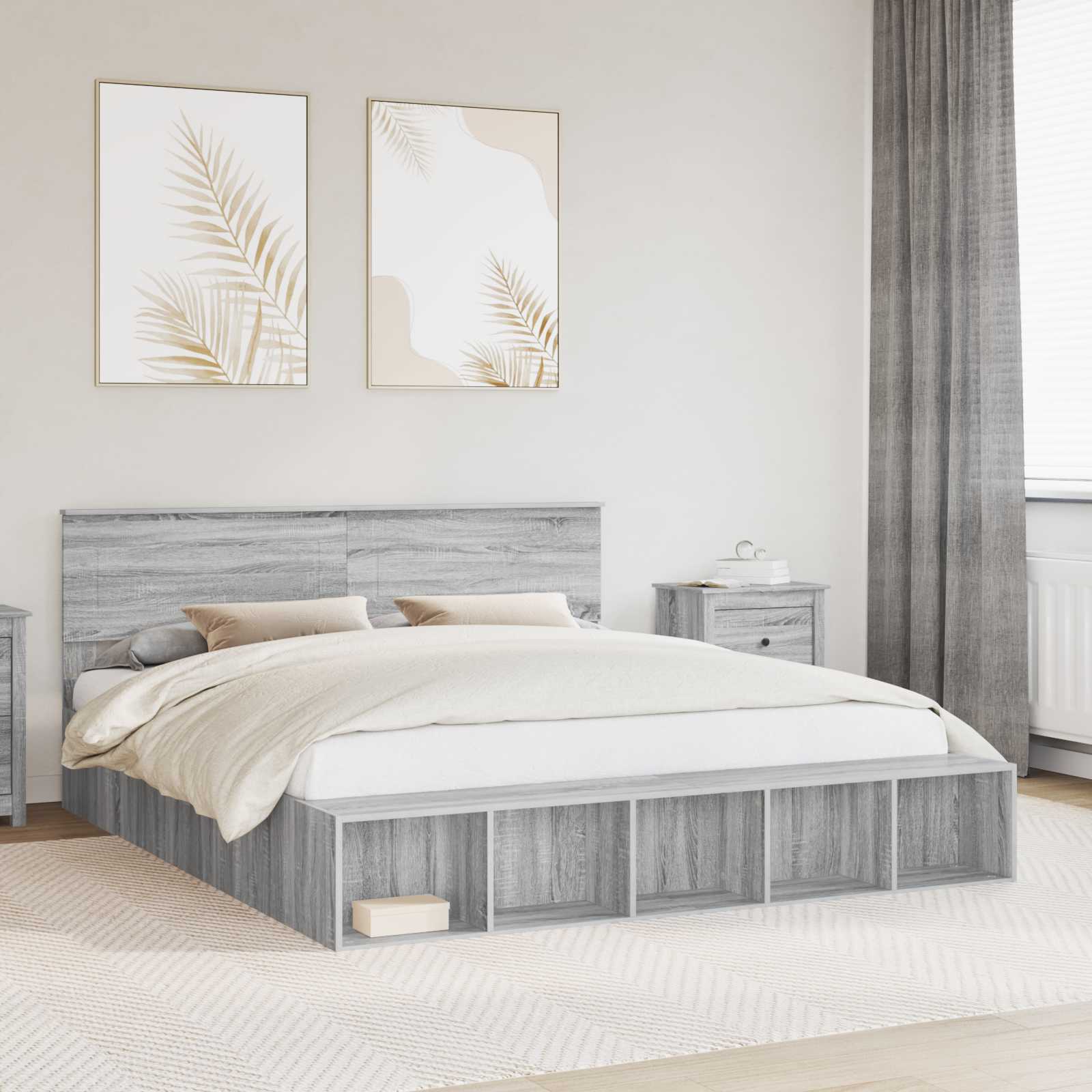 Bed Frame with Shelf 75 x 190 cm Plywood