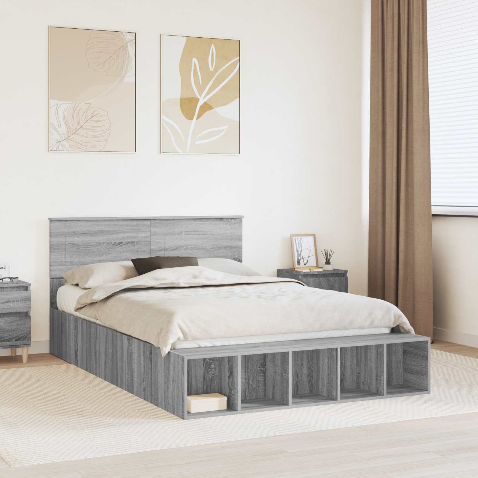 Bed Frame with Shelf 75 x 190 cm Plywood