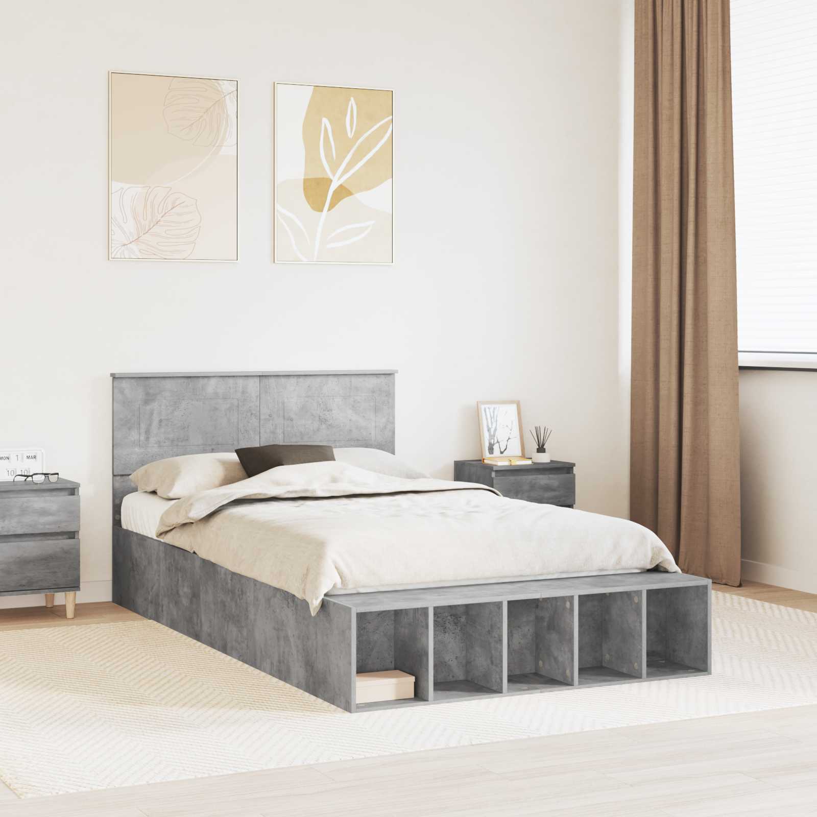 Bed Frame with Shelf 75 x 190 cm Plywood