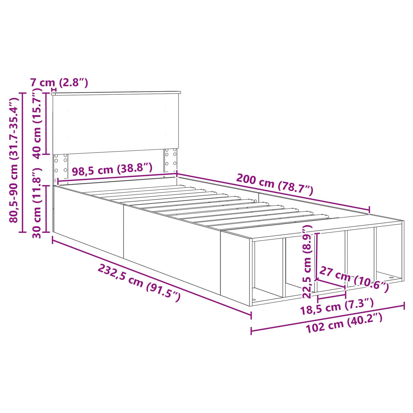 Estructura de cama Manual 100 x 200 cm Madera contrachapada