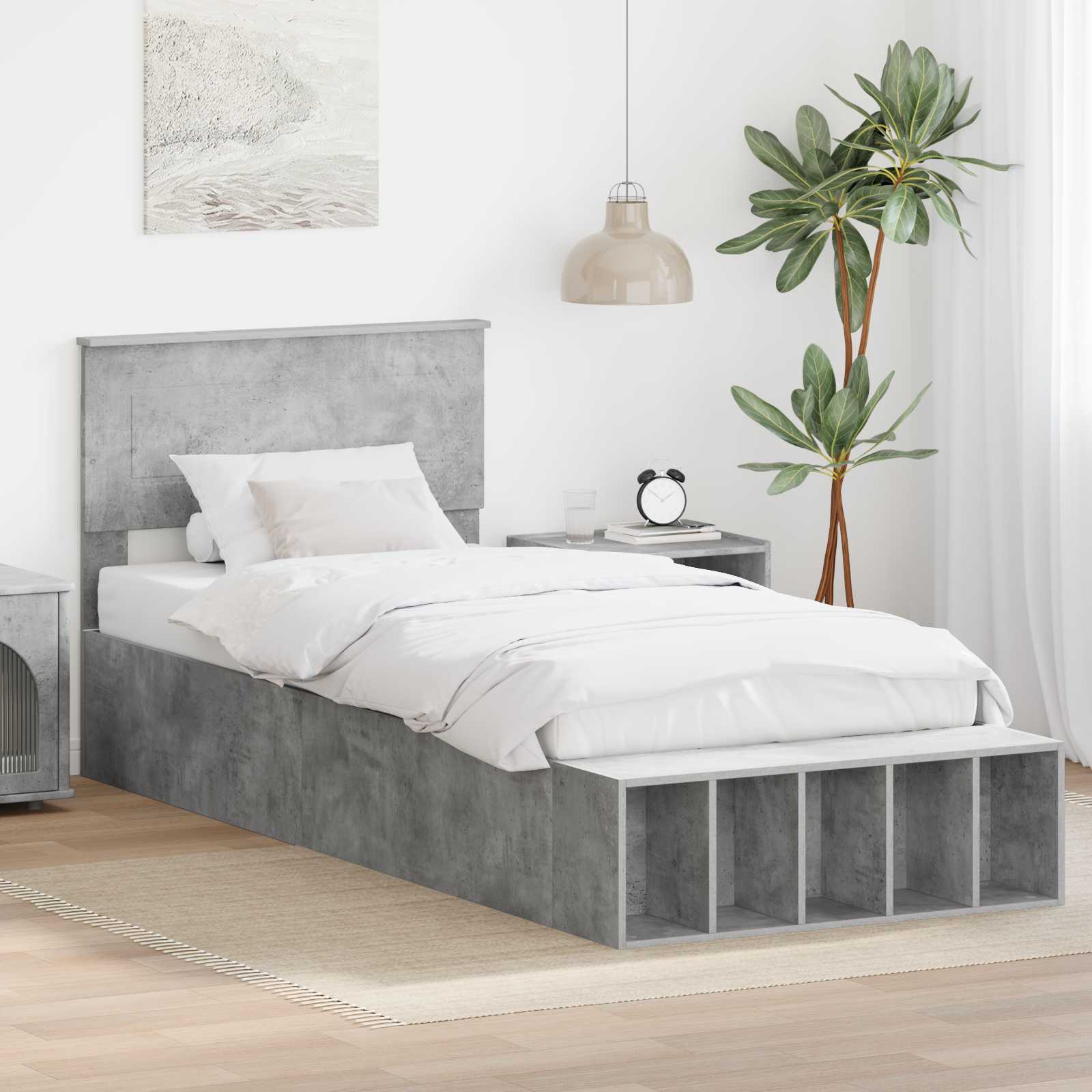 Bed Frame with Shelf 75 x 190 cm Plywood