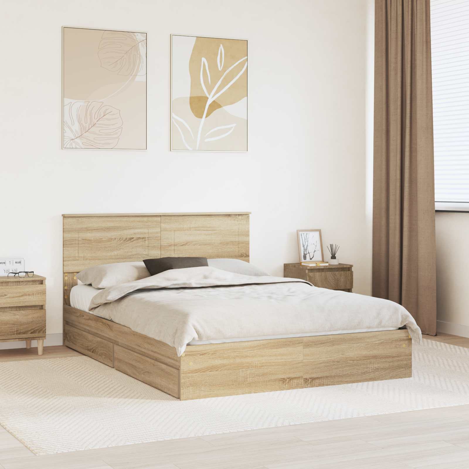 Cama con almacenamiento 140 x 190 cm Madera de ingeniería