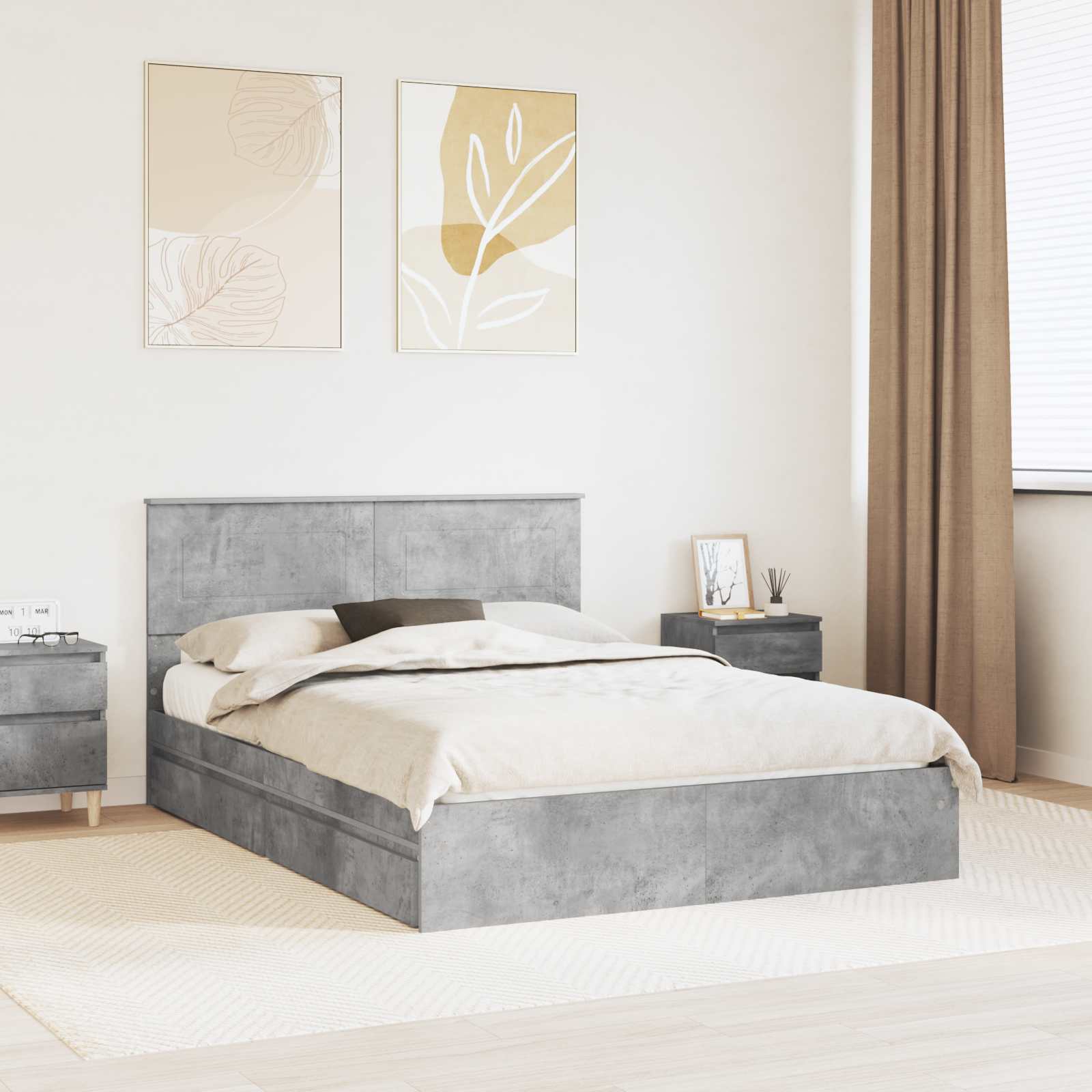 Cama con almacenamiento 140 x 190 cm Madera de ingeniería