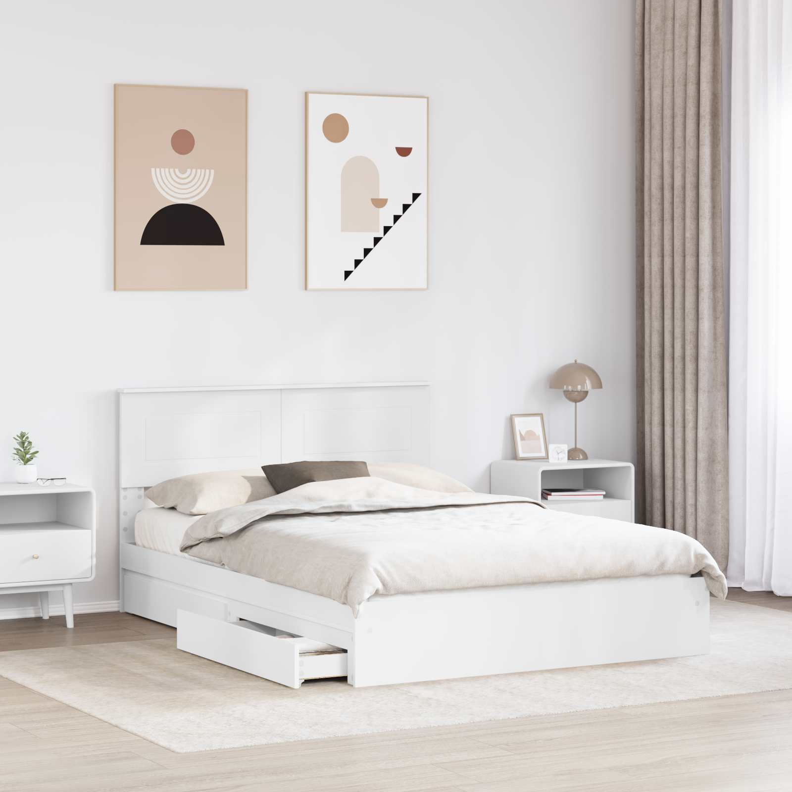 Cama con almacenamiento 140 x 190 cm Madera de ingeniería