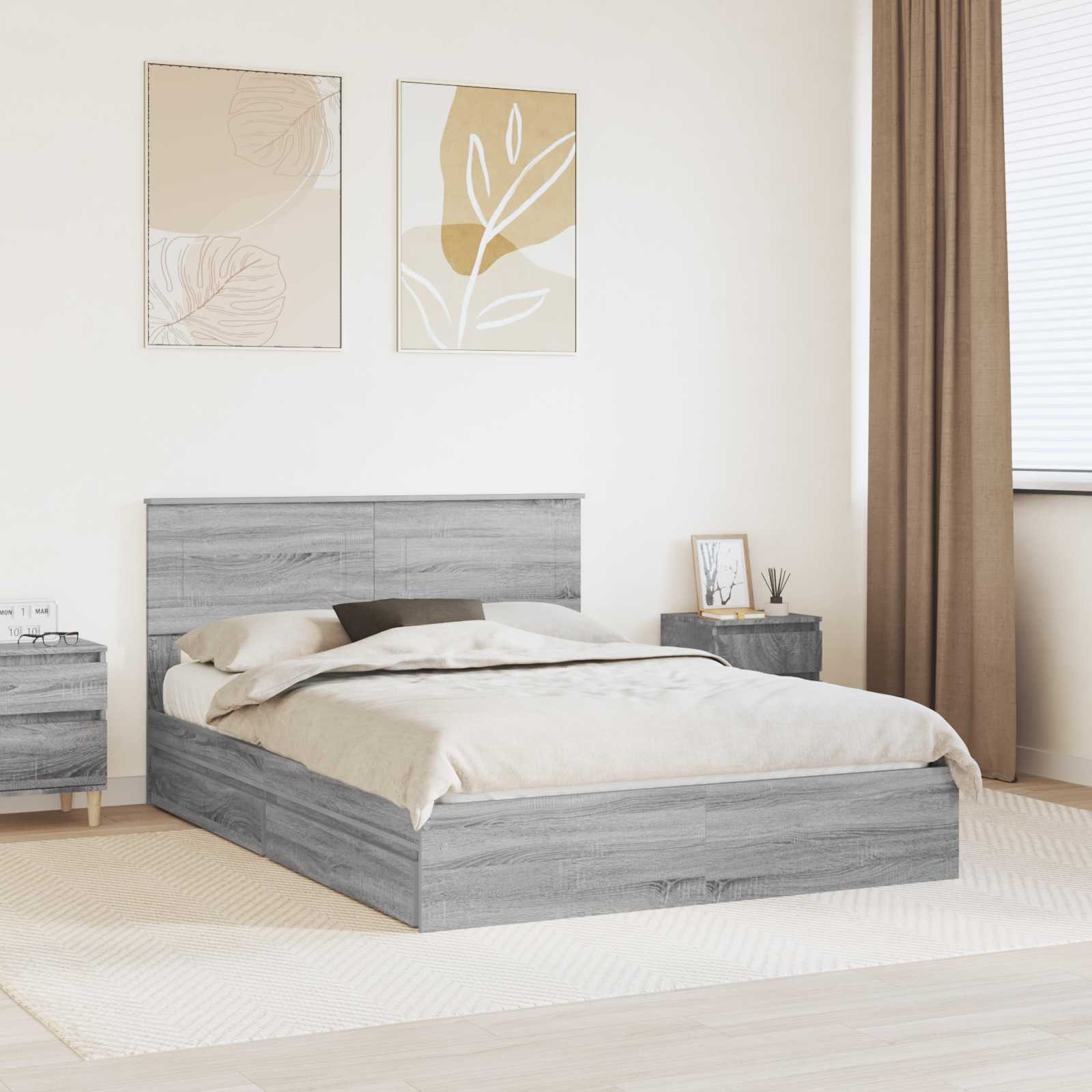 Cama con almacenamiento 140 x 190 cm Madera de ingeniería