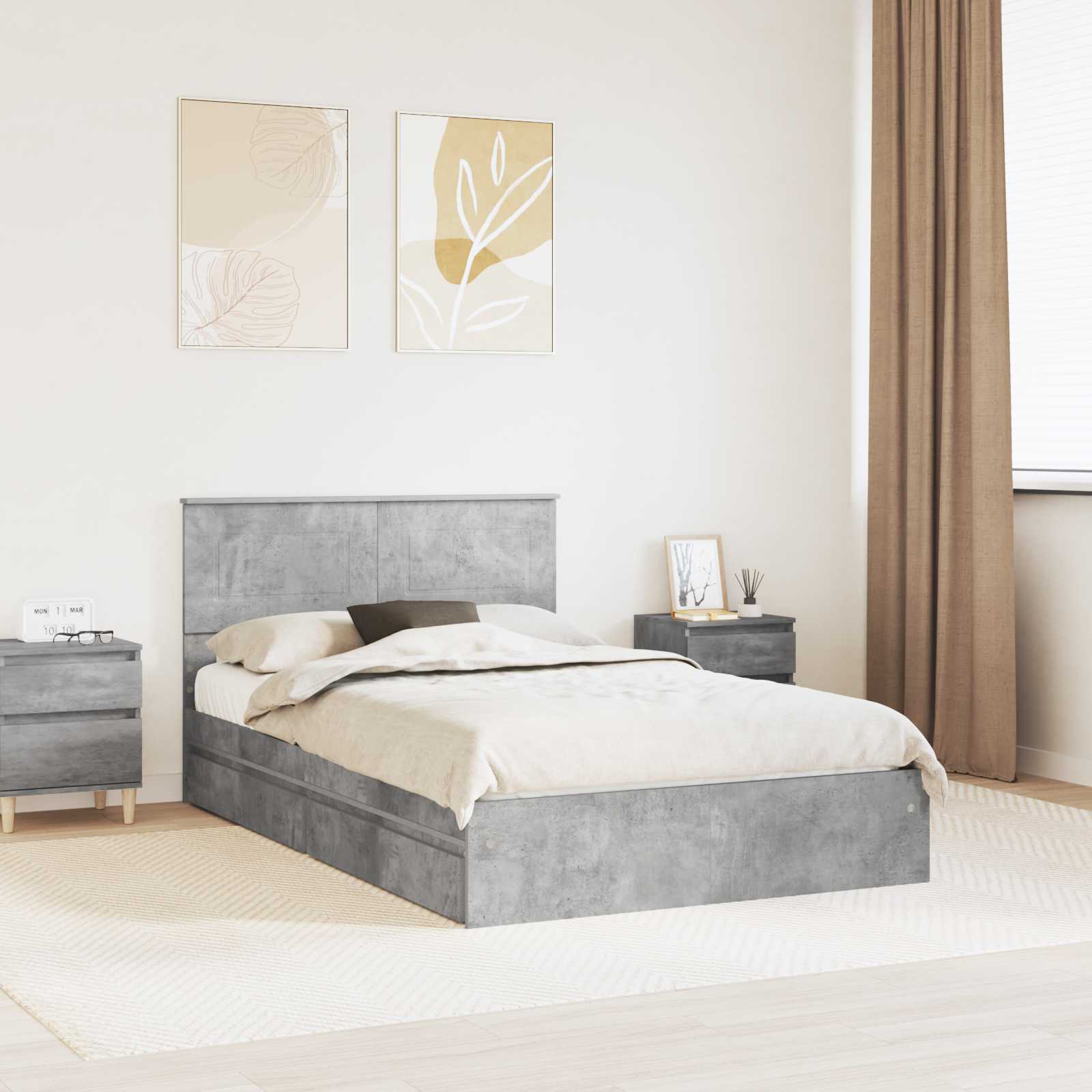 Cama con almacenamiento 140 x 190 cm Madera de ingeniería