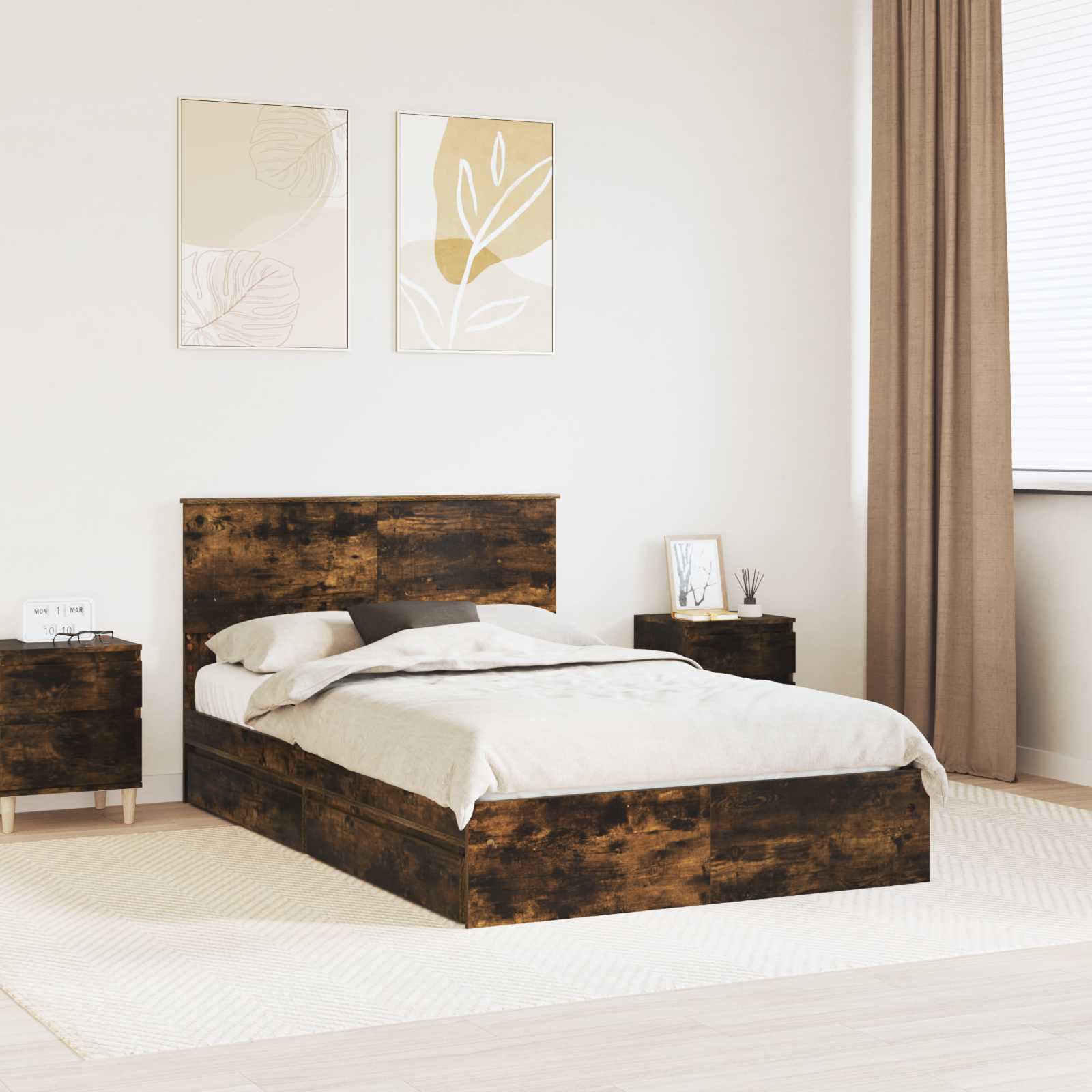 Cama con almacenamiento 140 x 190 cm Madera de ingeniería