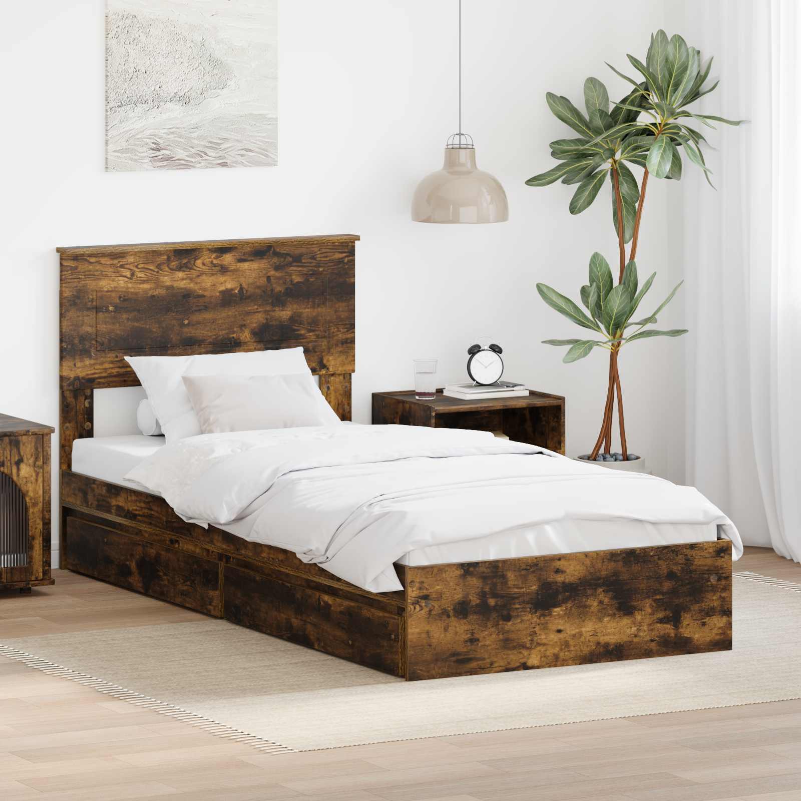 Cama con almacenamiento 140 x 190 cm Madera de ingeniería