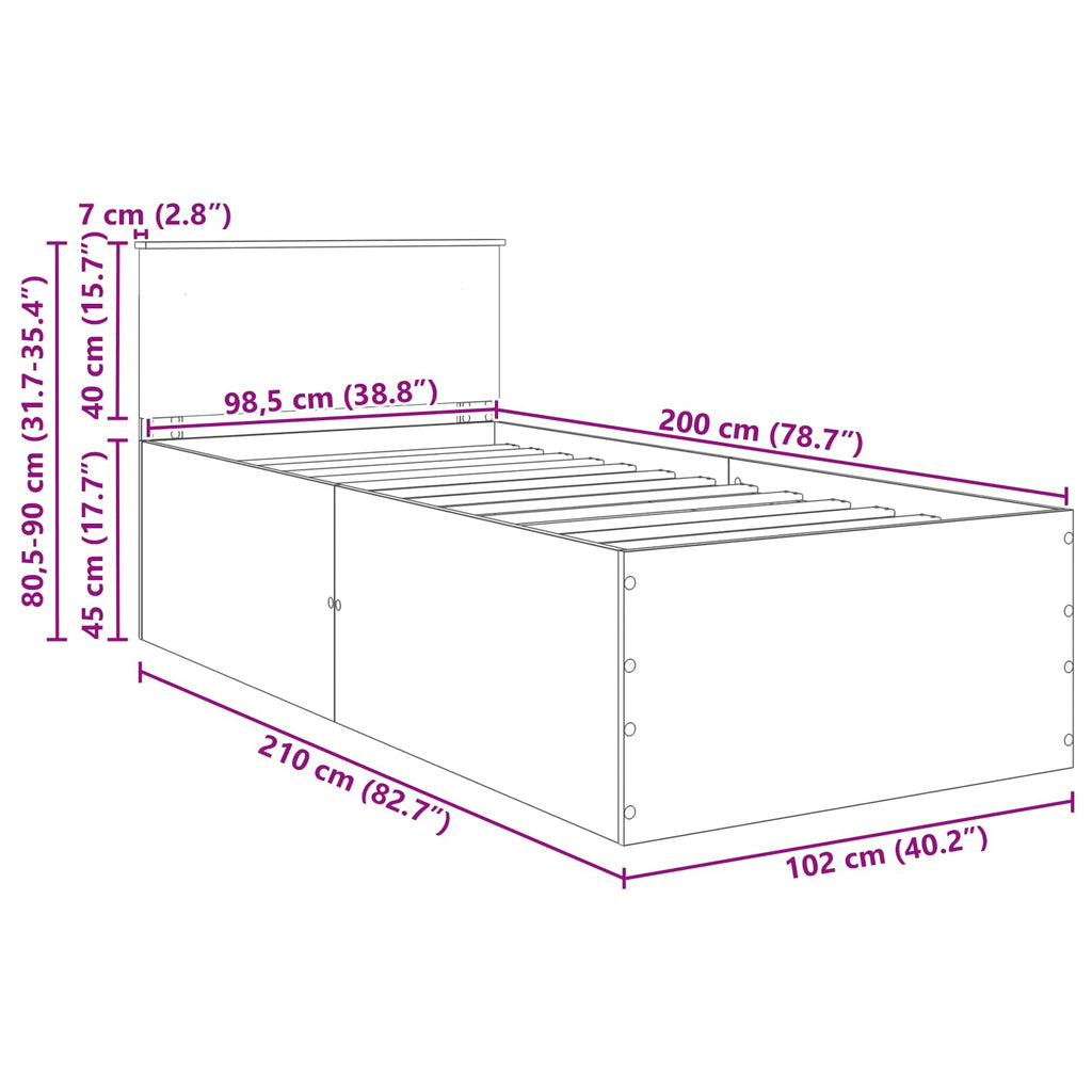 Estructura de cama 120 x 200 cm Madera de ingeniería