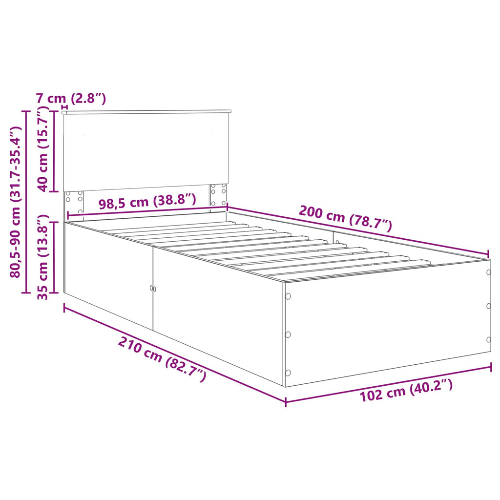 Estructura de cama 100 x 200 cm Madera de ingeniería