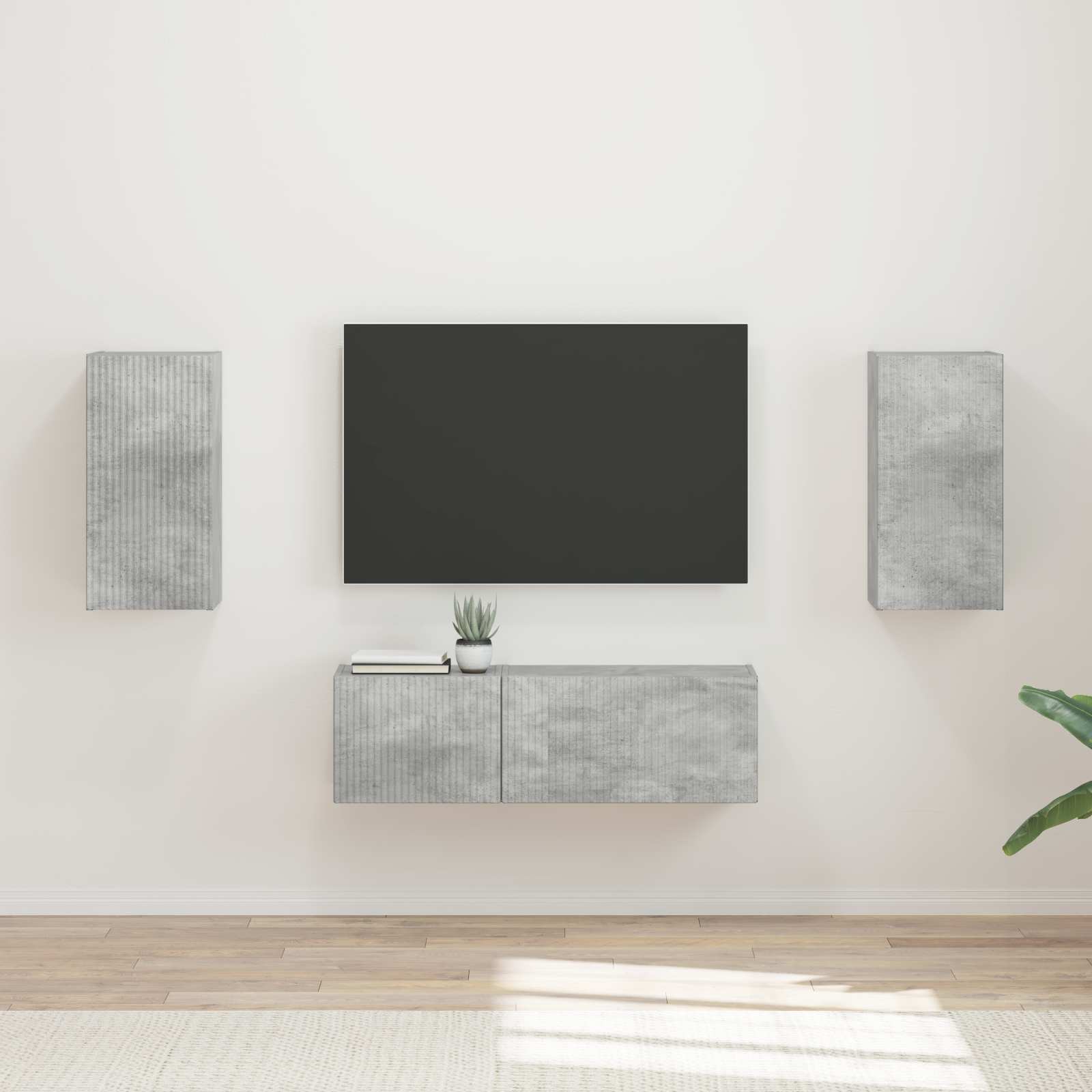 Conjunto de mueble para TV de pared 4 pcs brillante