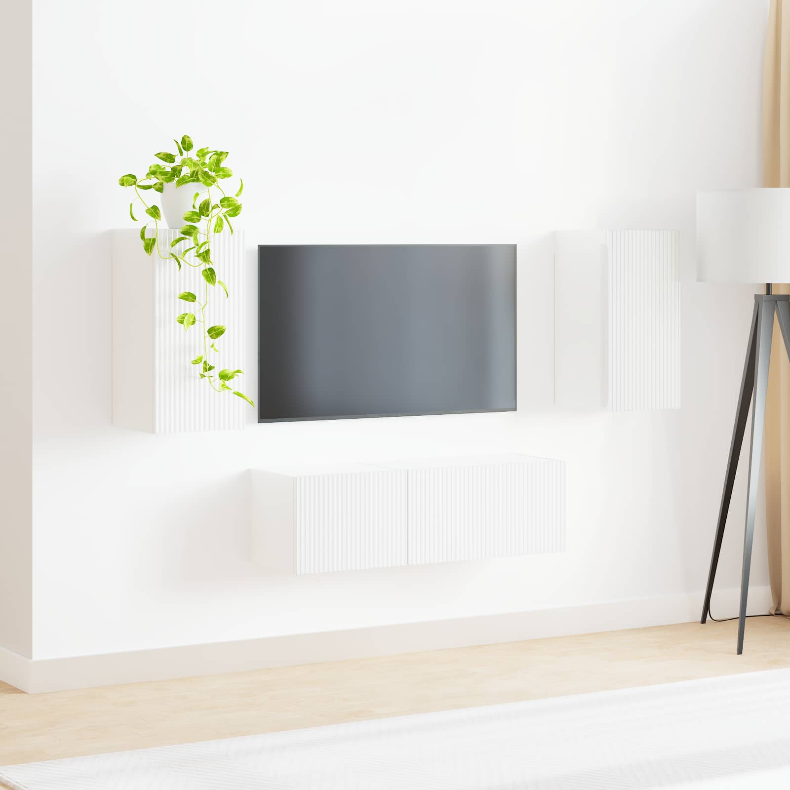 Conjunto de mueble para TV de pared 4 pcs brillante