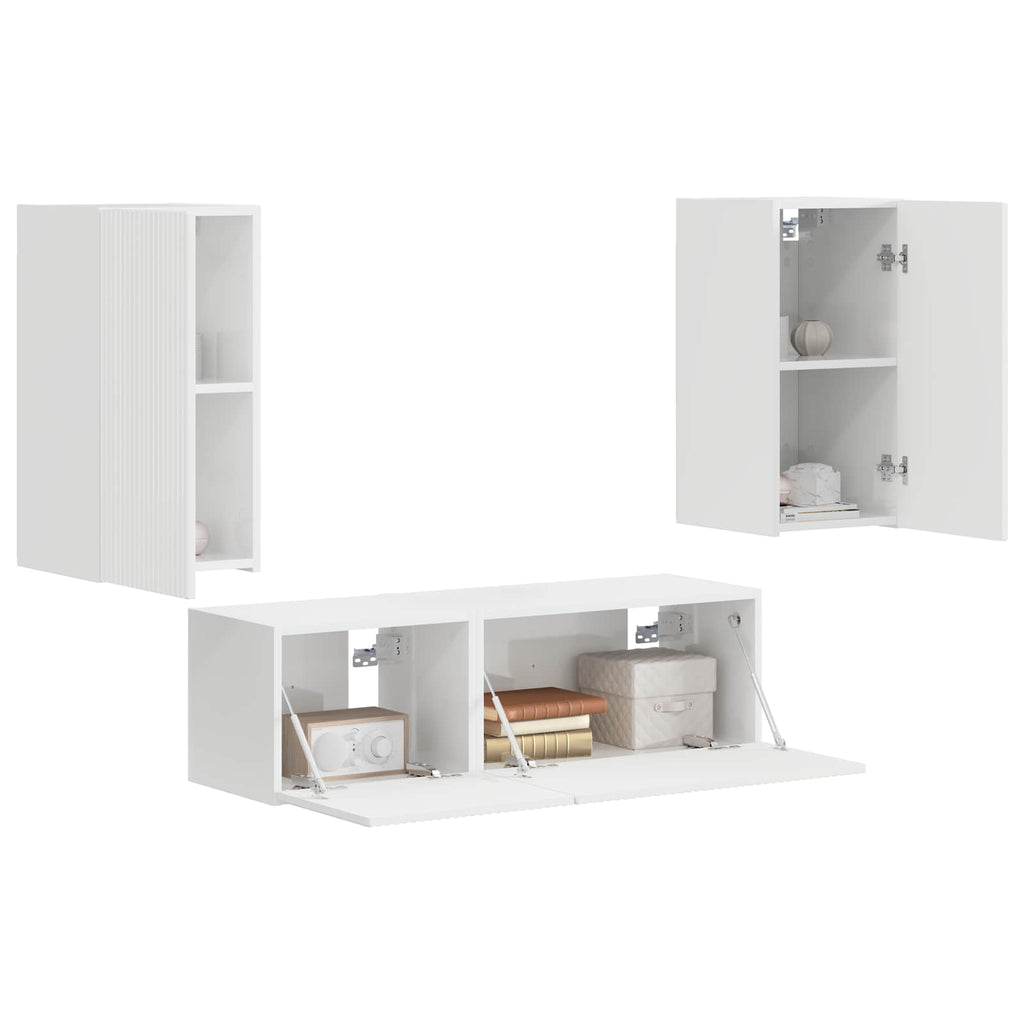 Conjunto de mueble para TV de pared 4 pcs brillante