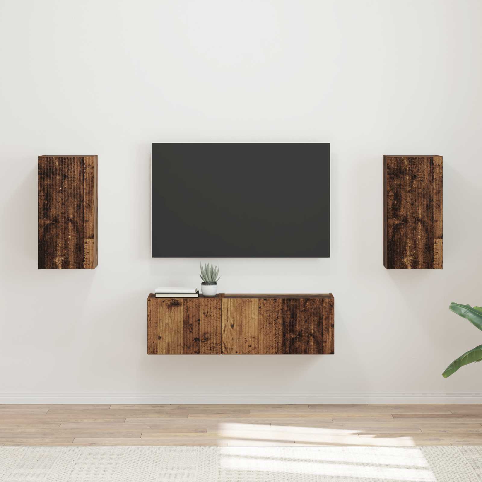 Conjunto de mueble para TV de pared 4 pcs brillante