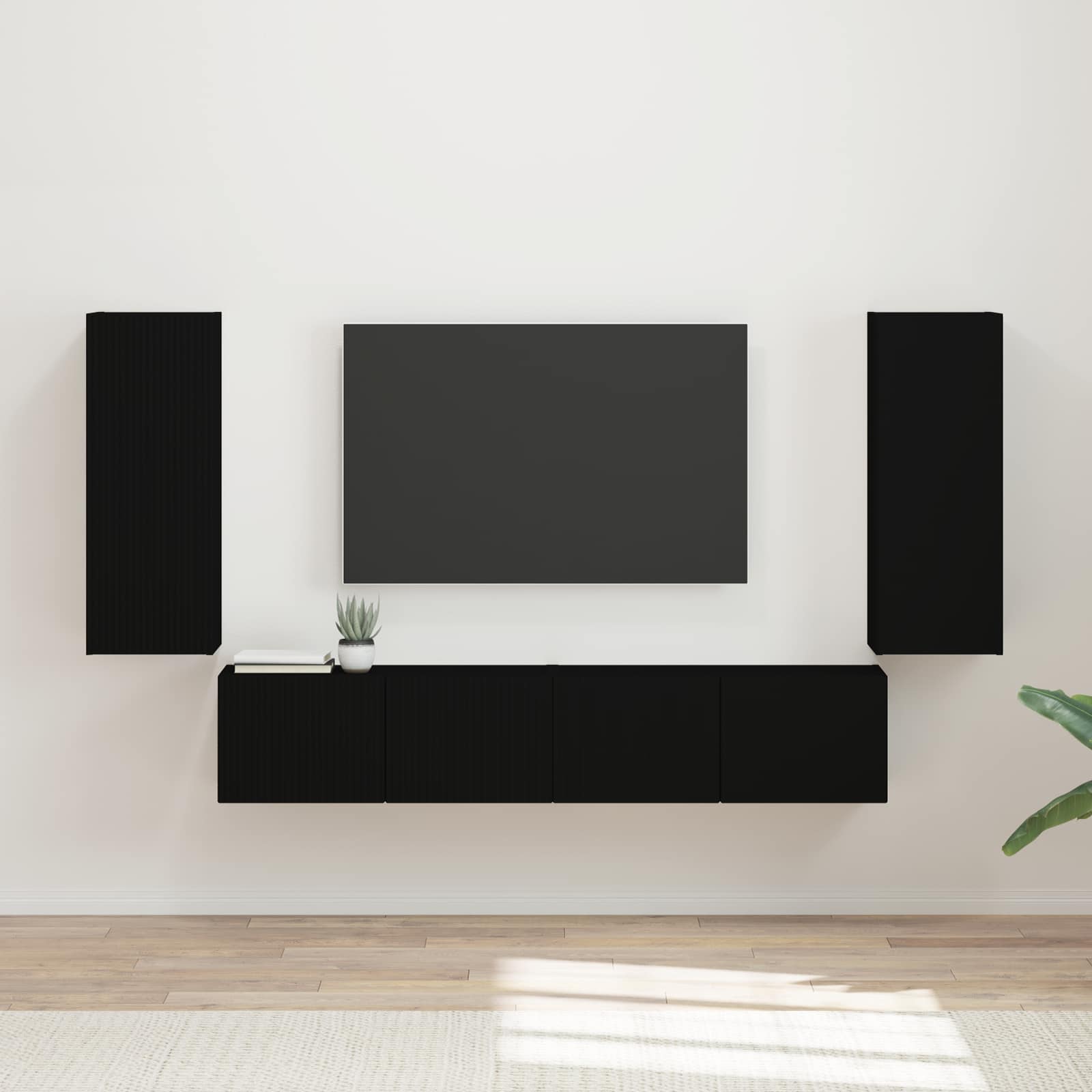 Conjunto de mueble para TV de pared 4 pcs brillante
