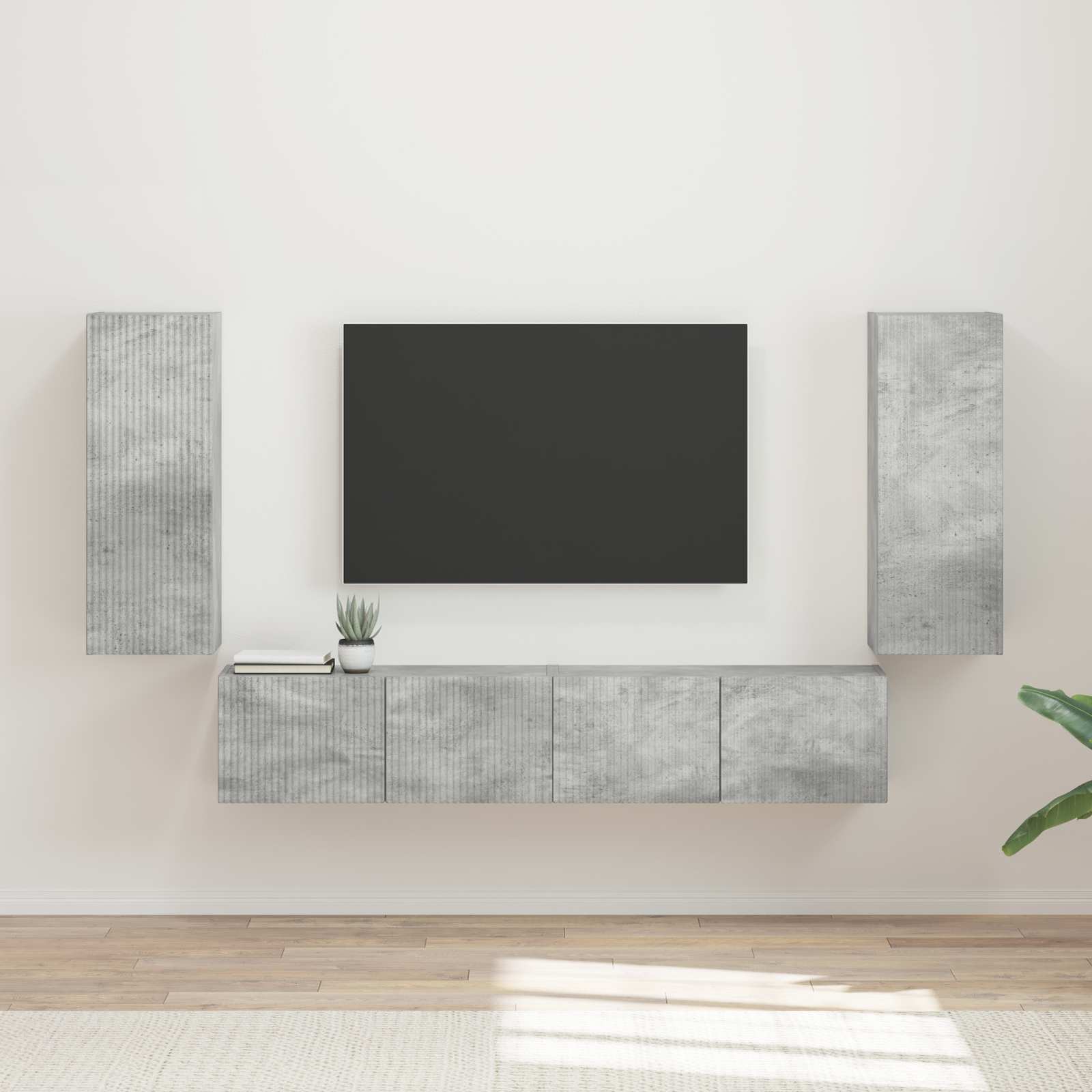 Conjunto de mueble para TV de pared 4 pcs brillante