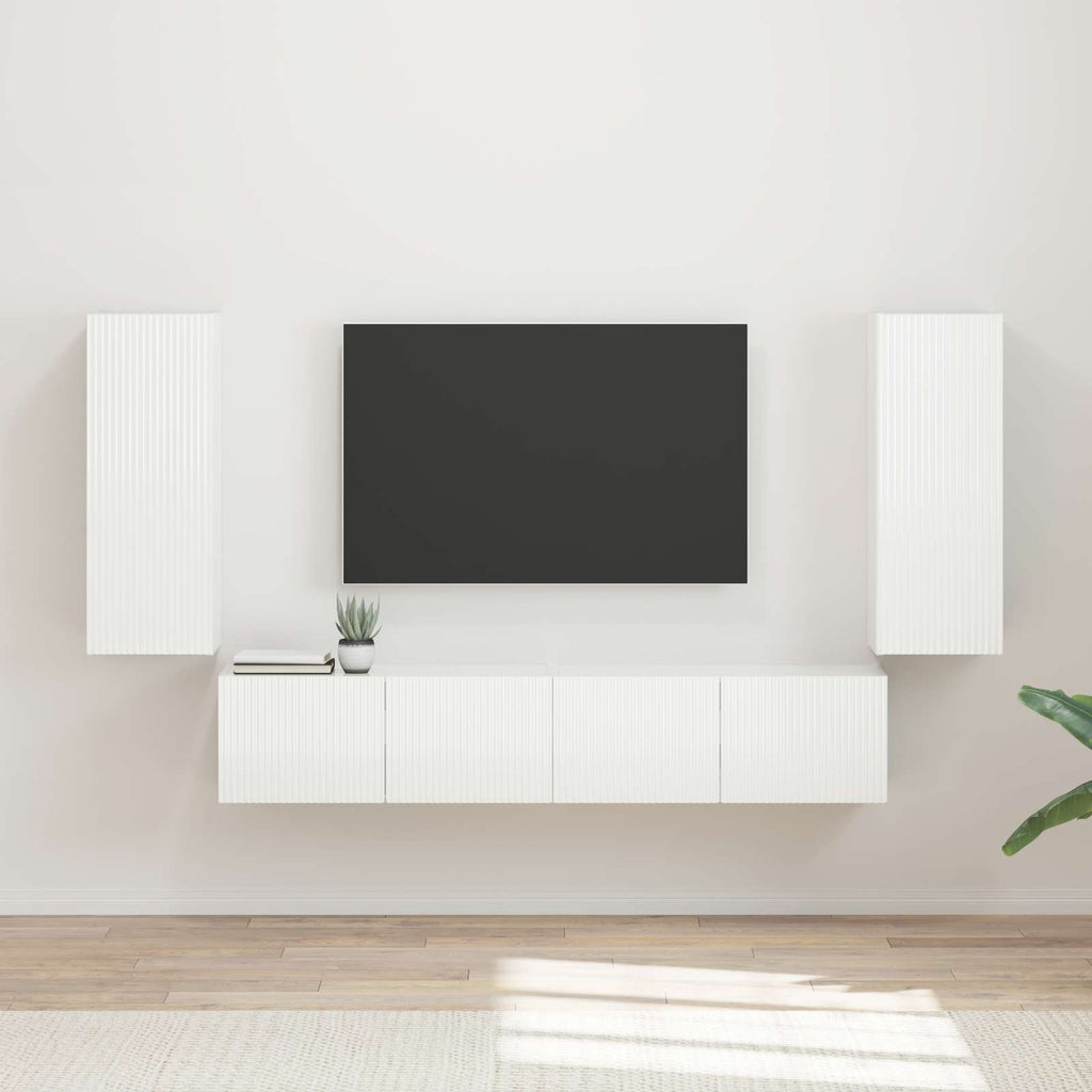 Conjunto de mueble para TV de pared 4 pcs brillante