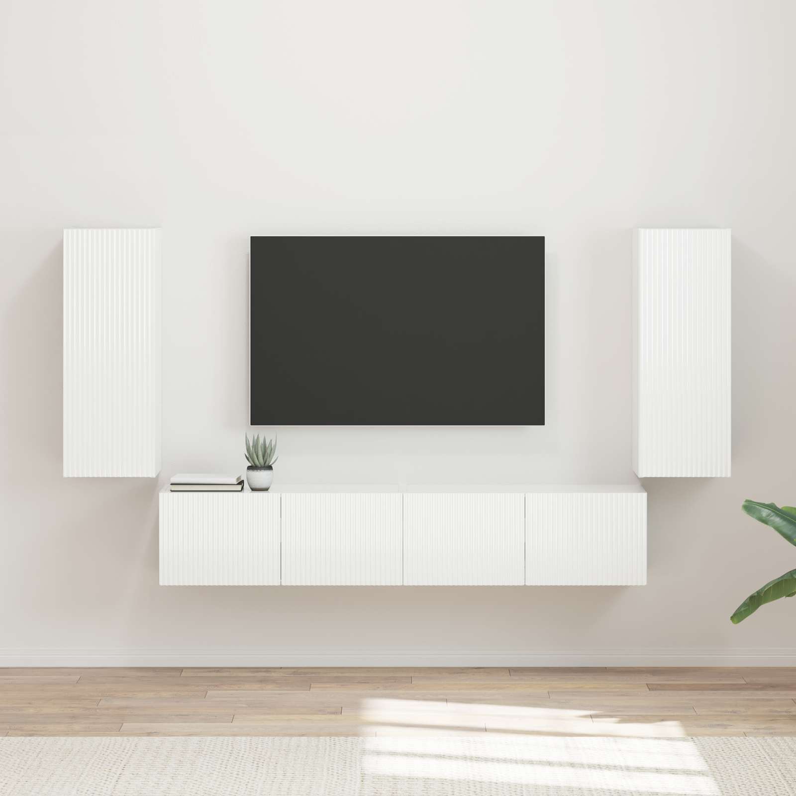 Conjunto de mueble para TV de pared 4 pcs brillante