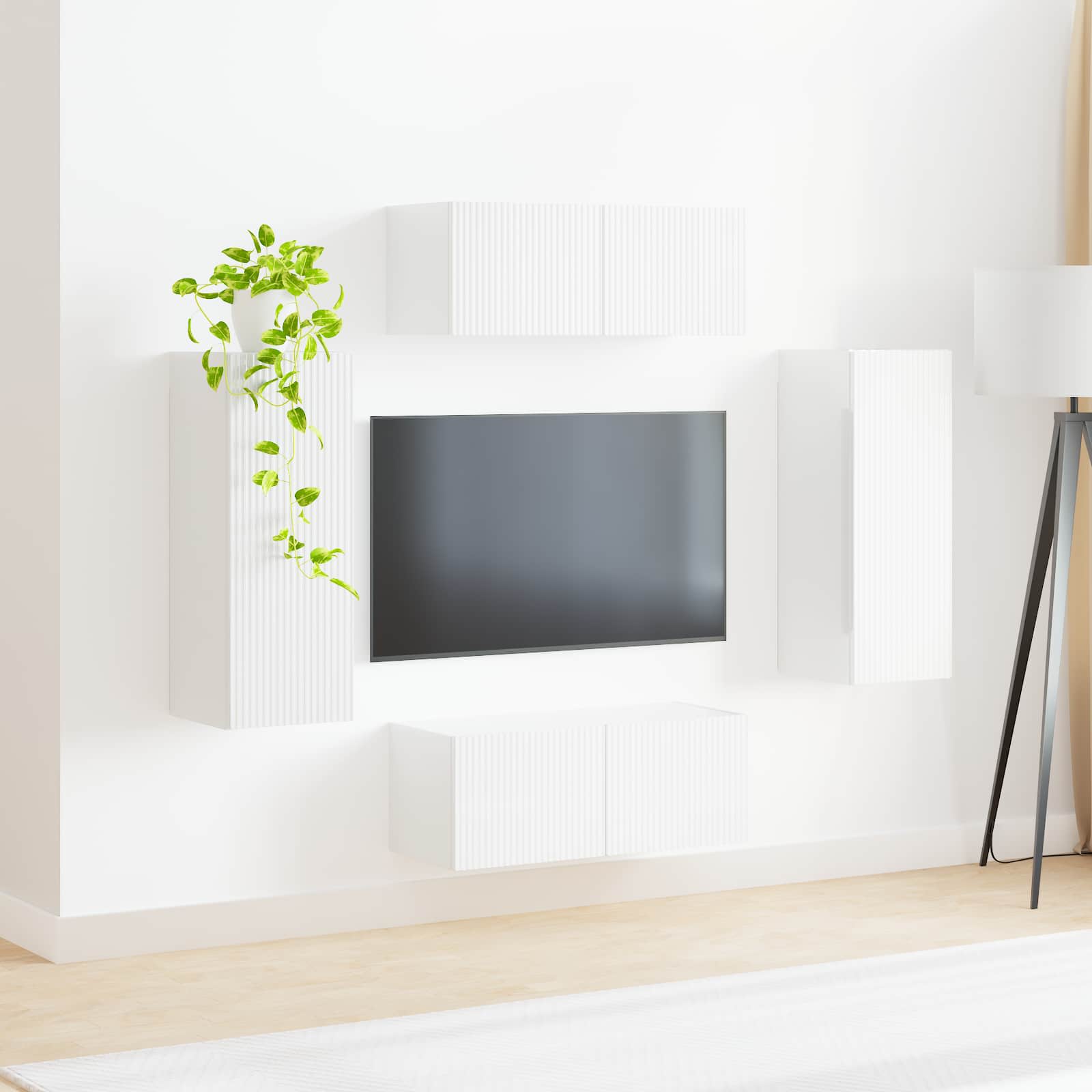 Conjunto de mueble para TV de pared 4 pcs brillante