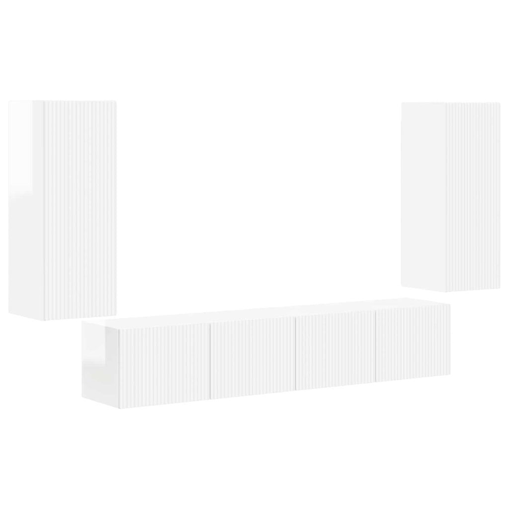 Conjunto de mueble para TV de pared 4 pcs brillante