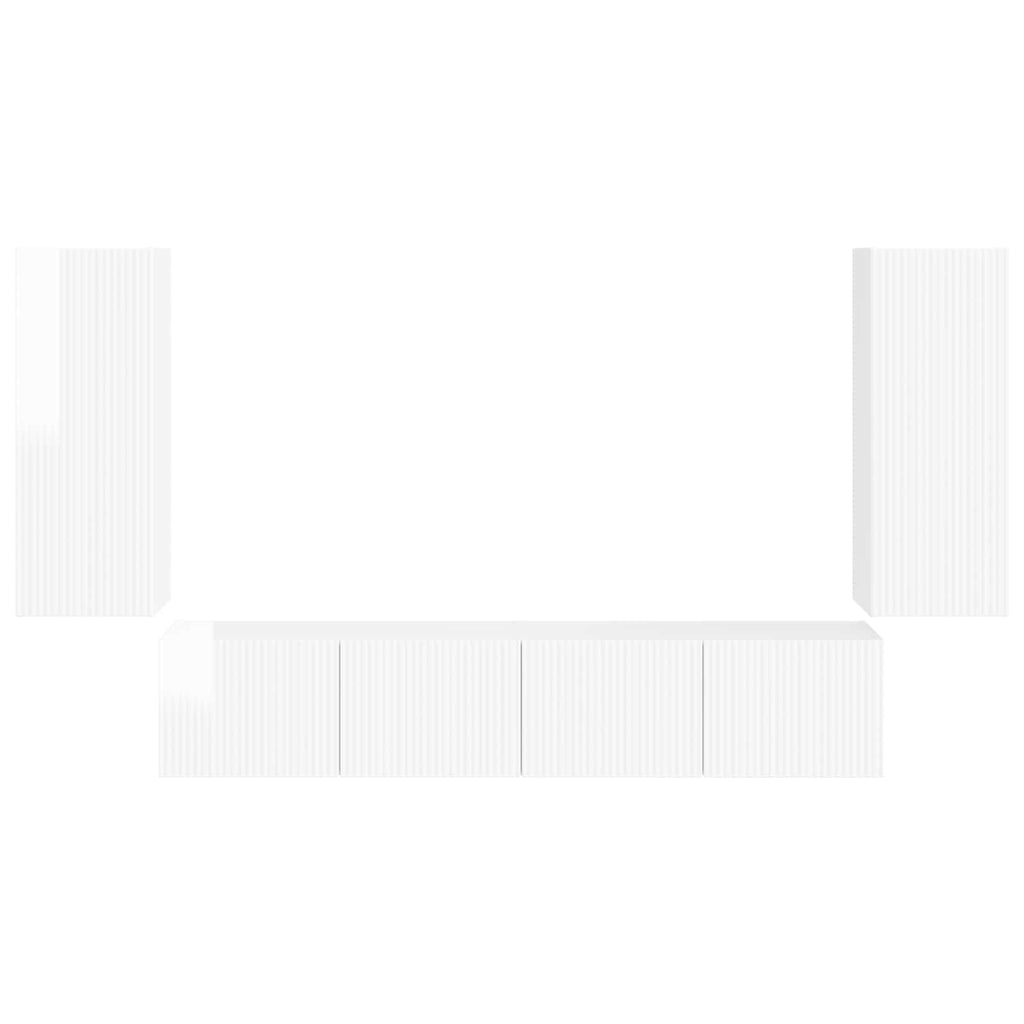 Conjunto de mueble para TV de pared 4 pcs brillante