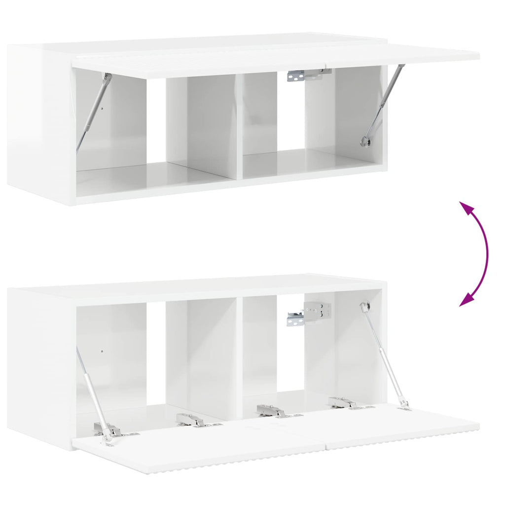 Conjunto de mueble para TV de pared 4 pcs brillante