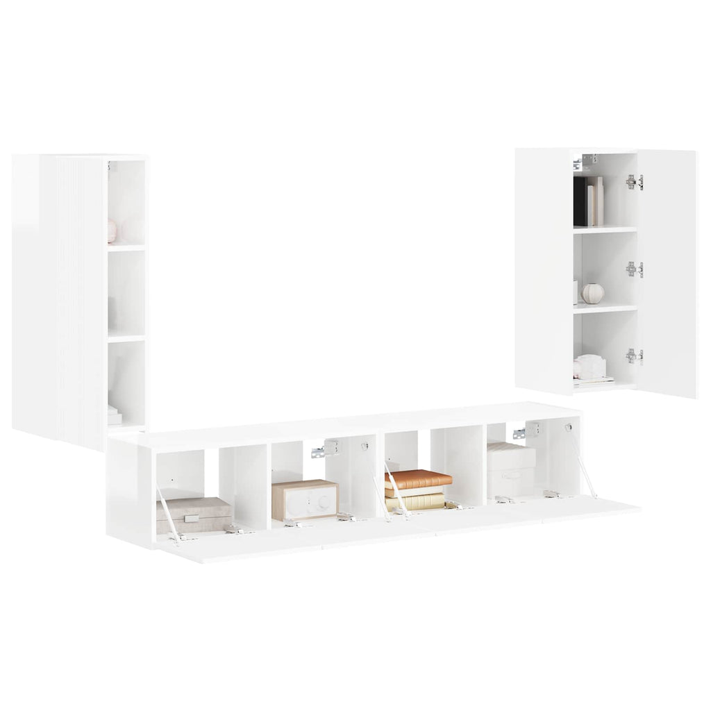 Conjunto de mueble para TV de pared 4 pcs brillante
