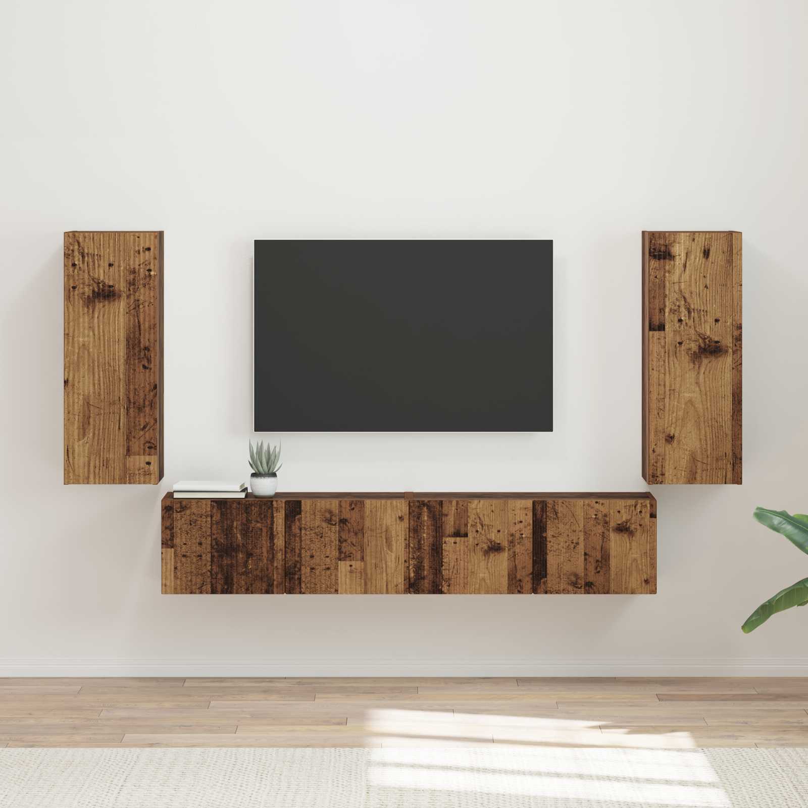 Conjunto de mueble para TV de pared 4 pcs brillante