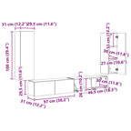 Conjunto de mueble para TV de pared 4 pcs 29,5 x 31 x 100 cm
