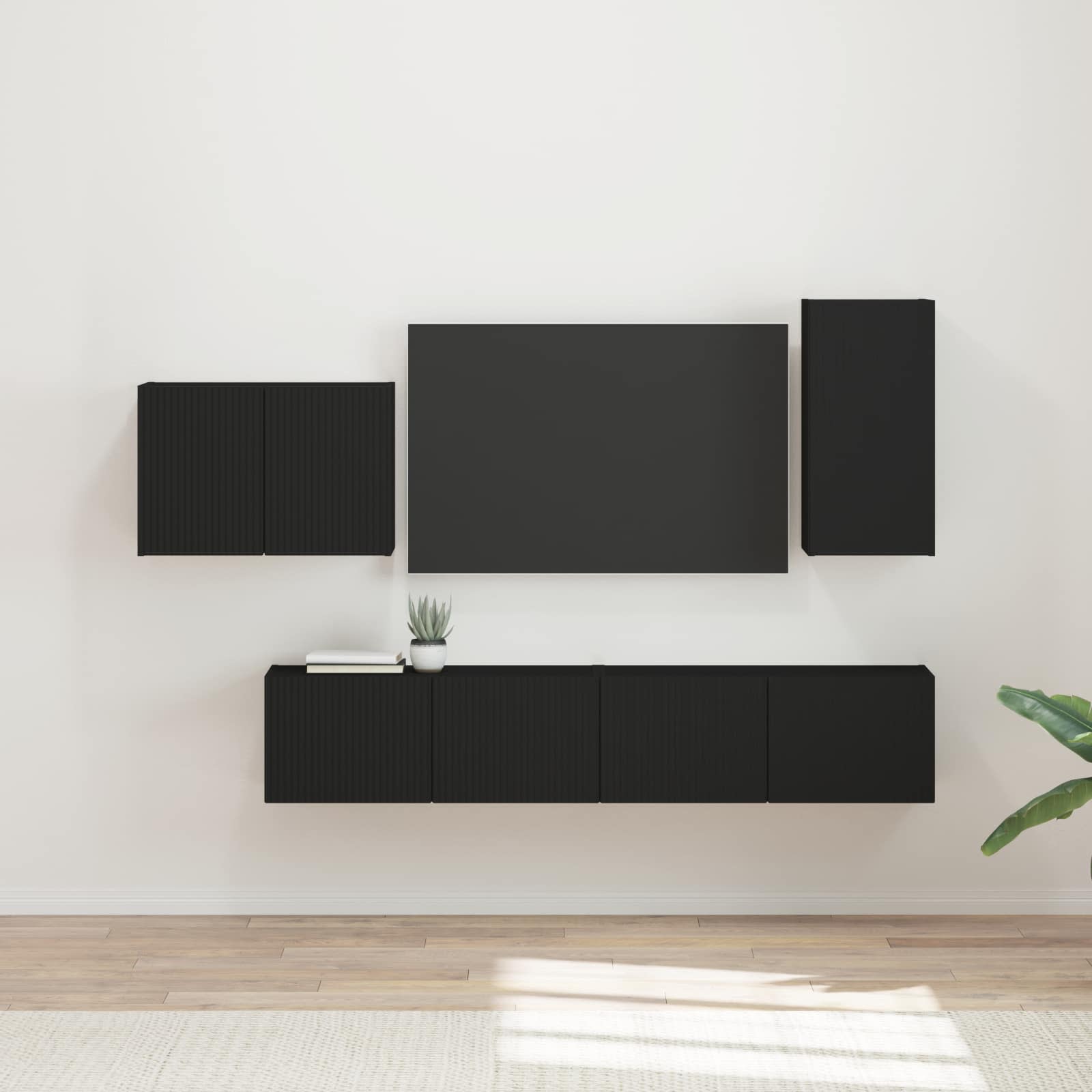 Conjunto de mueble para TV de pared 4 pcs brillante
