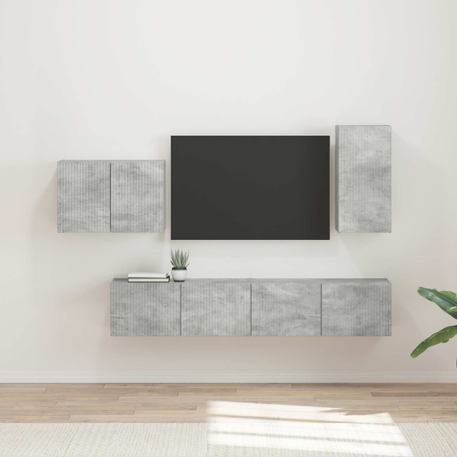 Conjunto de mueble para TV de pared 4 pcs brillante