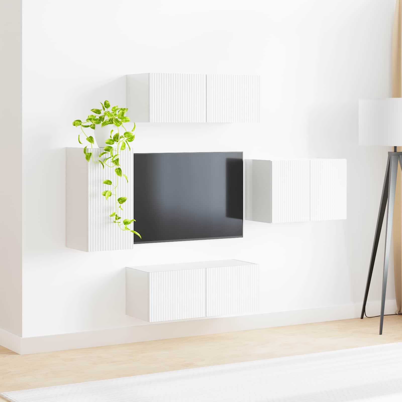 Conjunto de mueble para TV de pared 4 pcs brillante