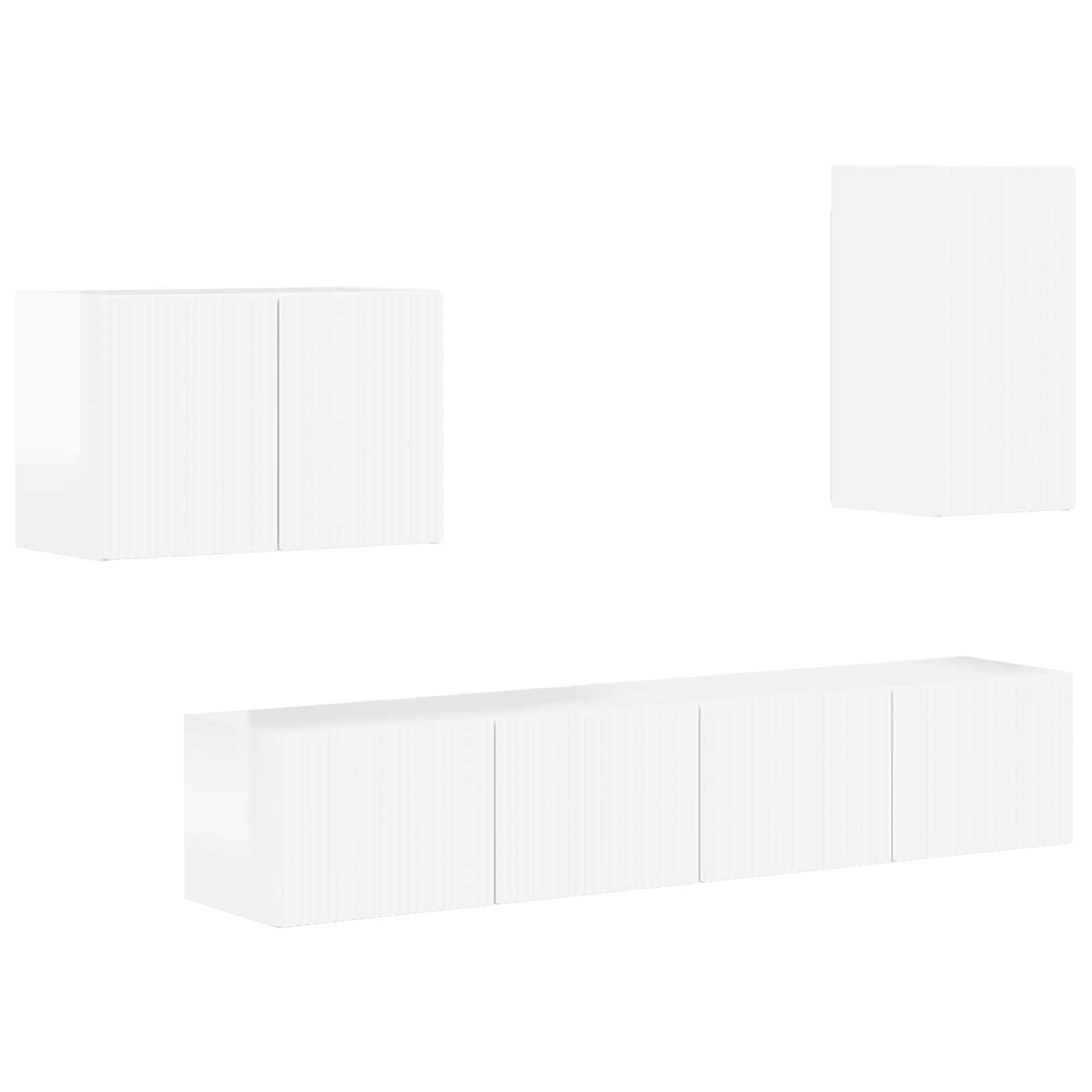 Conjunto de mueble para TV de pared 4 pcs brillante